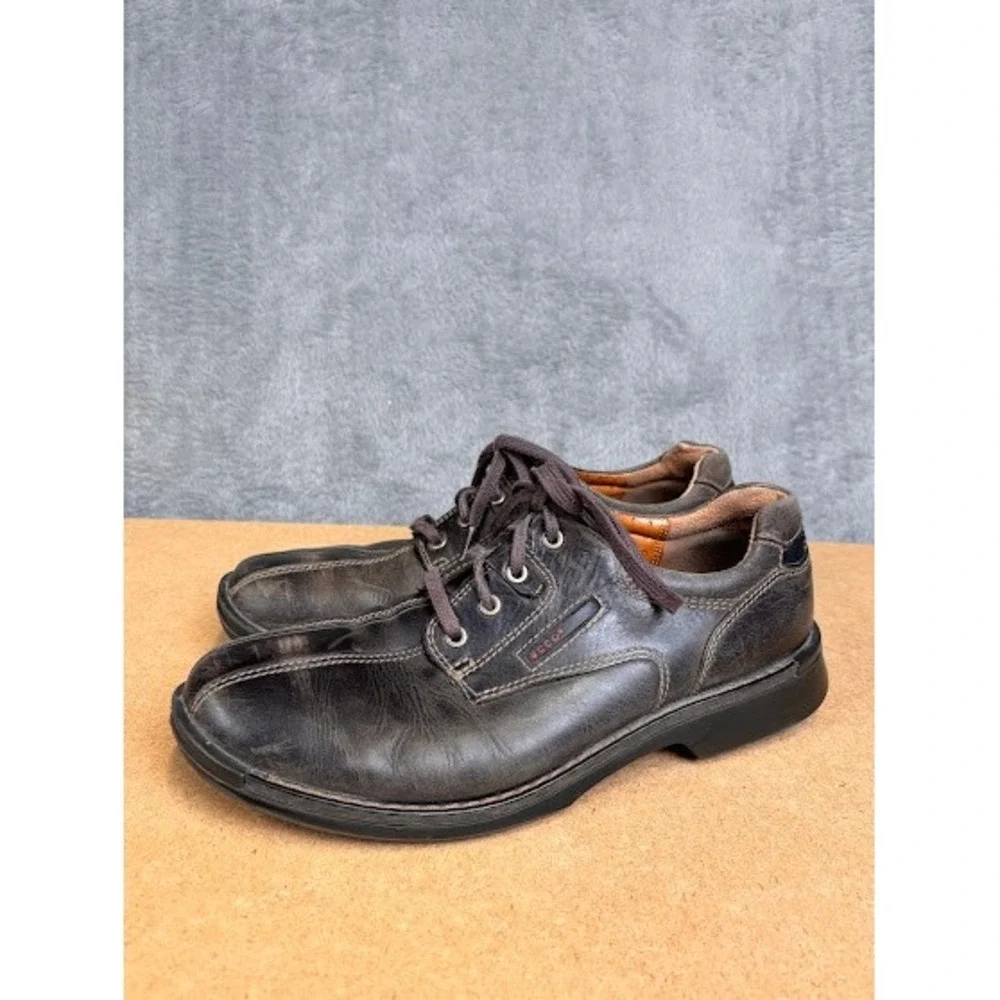 ECCO Light Mens Brown Leather Split Toe Lace Up Oxford Shoes Shock Point Size 44
